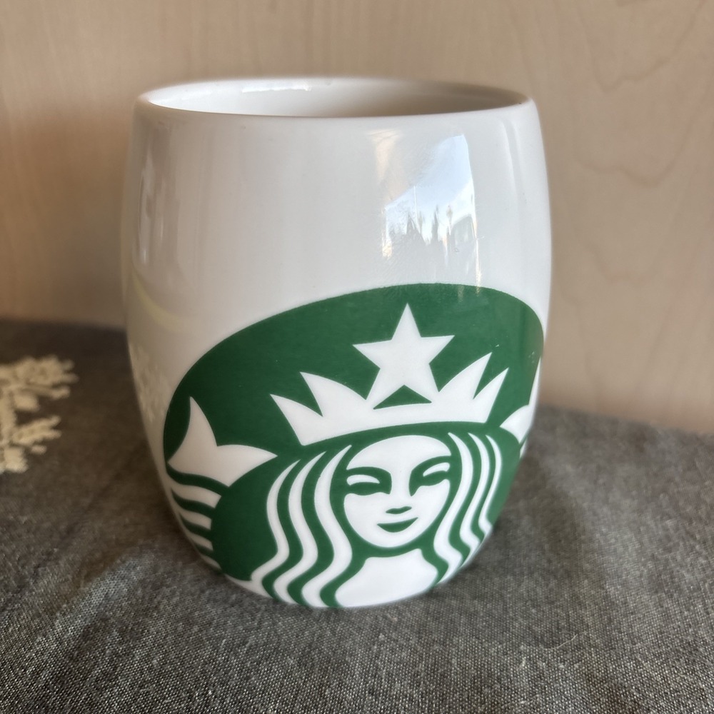 Starbucks‎ Coffee Mug Siren Mermaid White & Green Ceramic Barrel Cup 14 Oz 2010